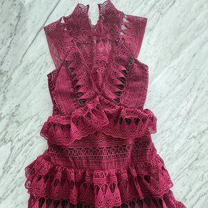 Self-Portrait Burgundy Dress, Size US 0, Like New